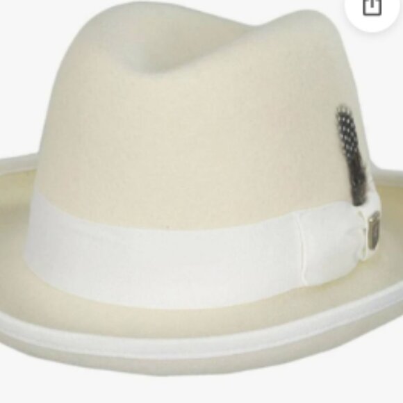 STACY ADAMS August IVORY FedoraWool Felt Pinch Front Hat SZ LARGE